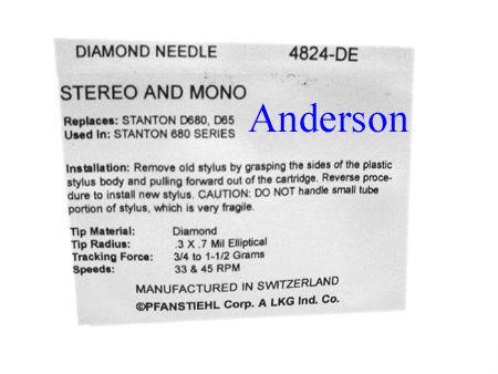 NEEDLE Stanton D680 D 65 D6800EL 680 Series 824 DEL DE  